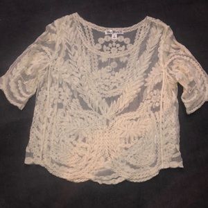 Say What? Size Medium Cream Lace Top